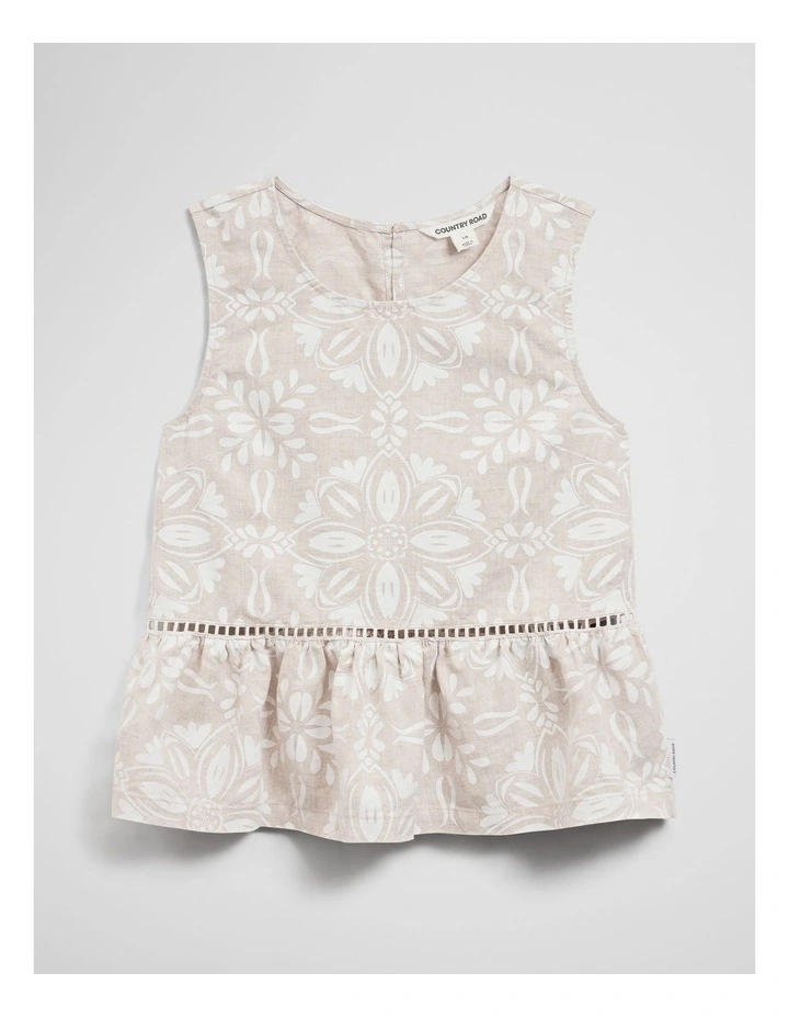 Teen Sleeveless Peplum Top in Stone image 2
