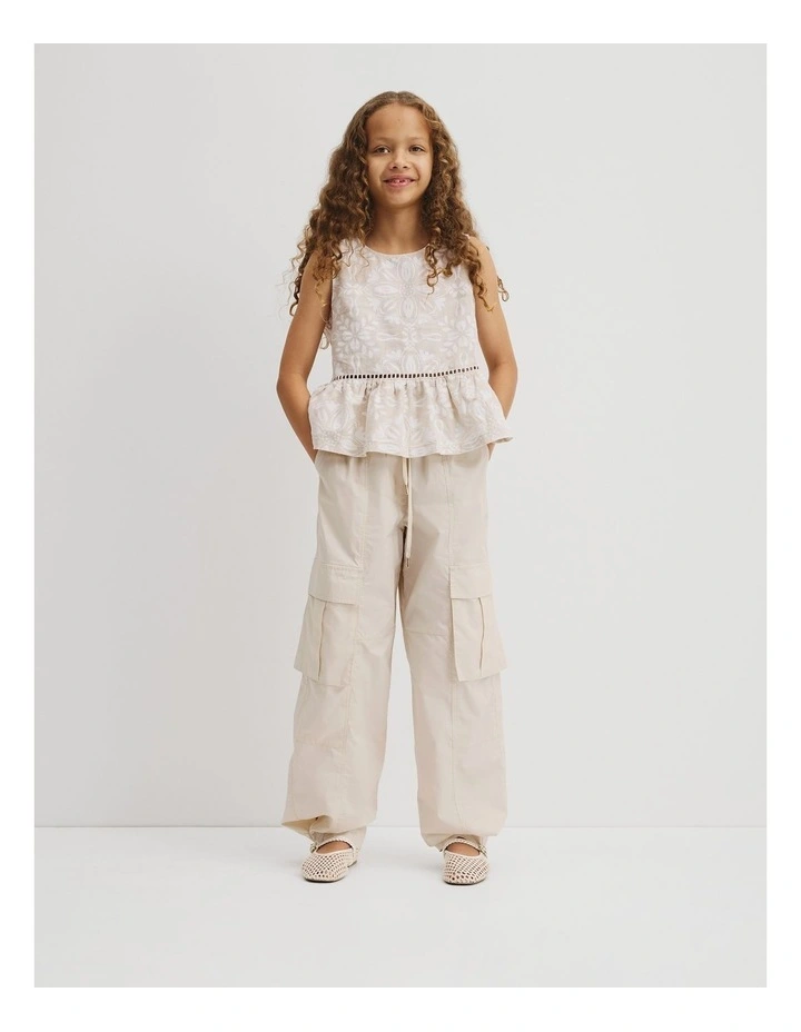 Teen Sleeveless Peplum Top in Stone image 4