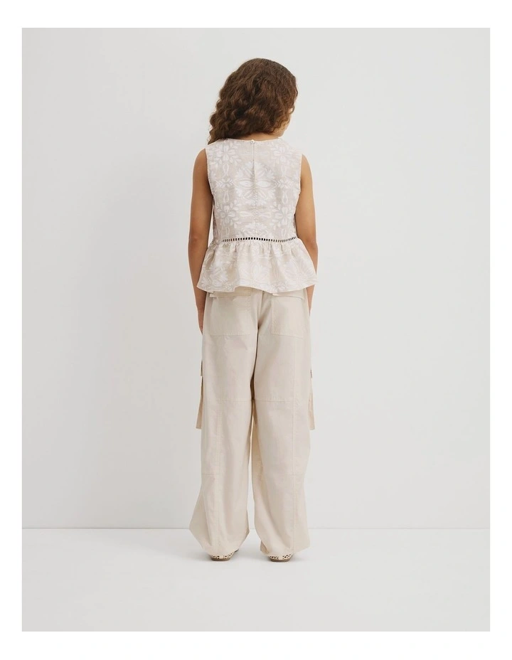 Teen Sleeveless Peplum Top in Stone image 5