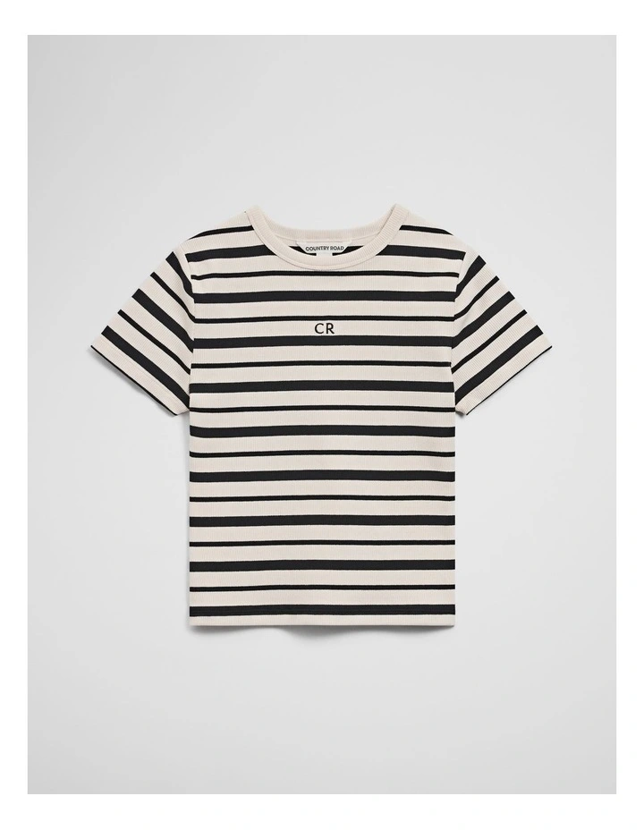 Teen Short Sleeve Rib T-shirt in Stone Stripe image 2