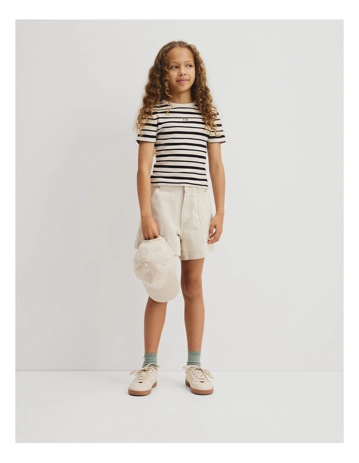 Teen Short Sleeve Rib T-shirt in Stone Stripe image 4