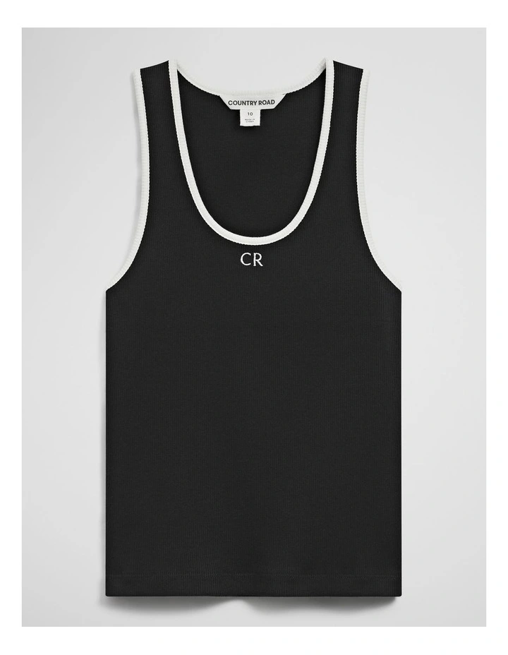 Teen Sleeveless Rib Tank in Black image 2