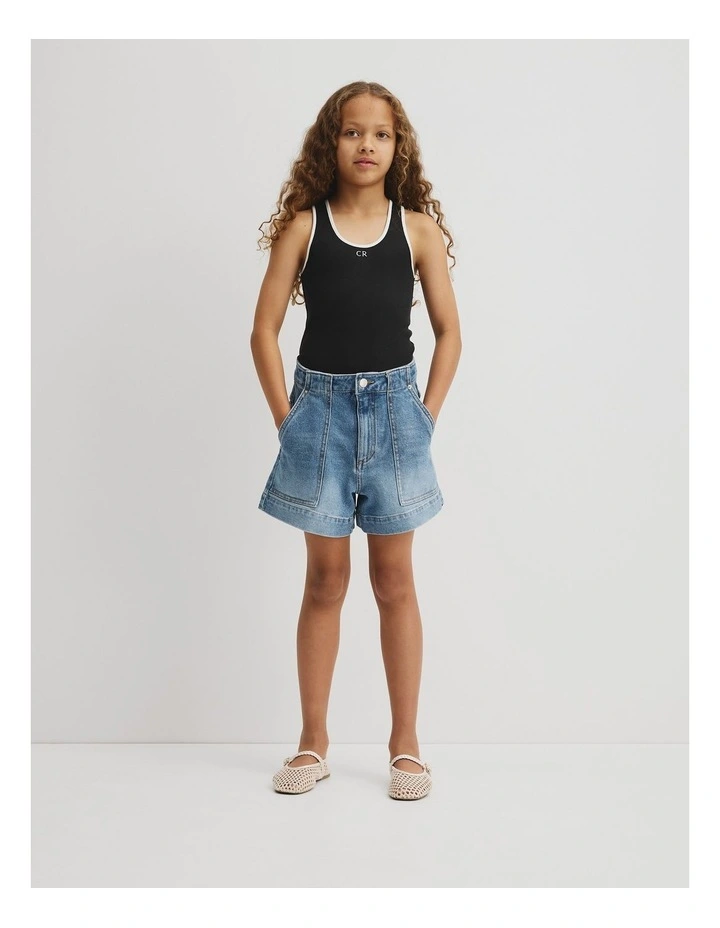 Teen Sleeveless Rib Tank in Black image 4