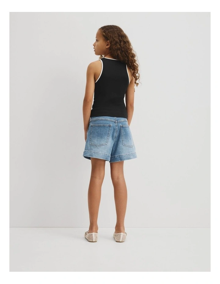 Teen Sleeveless Rib Tank in Black image 5