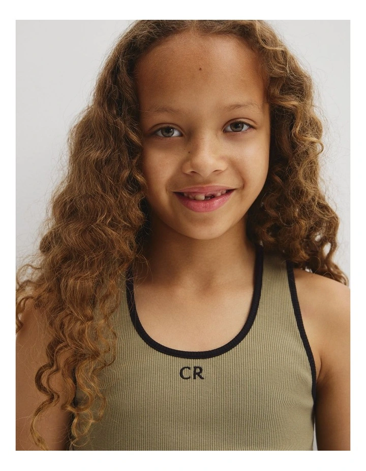 Teen Sleeveless Rib Tank in Aloe image 3