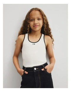 Teen Sleeveless Rib Tank in Marshmallow
