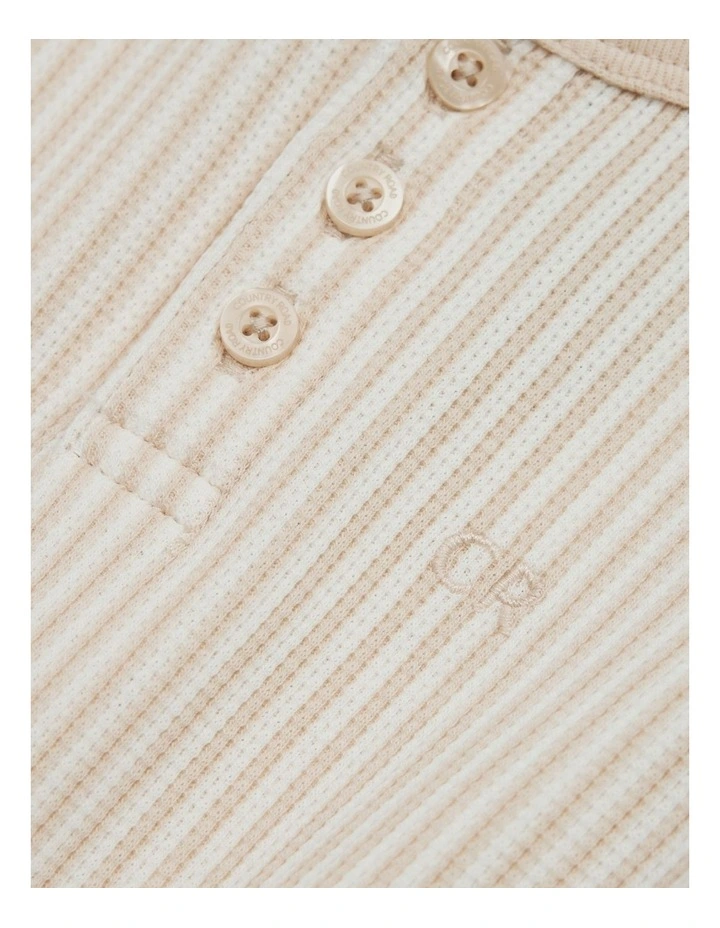 Short Sleeve Waffle Romper in Pebble Stripe image 2