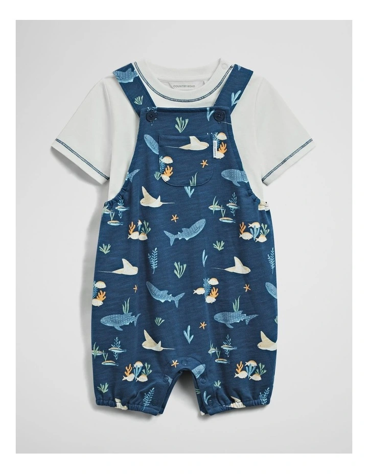 Short Sleeve Overall Set in Reef Blue image 1