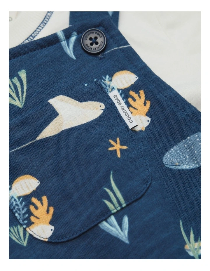 Short Sleeve Overall Set in Reef Blue image 3