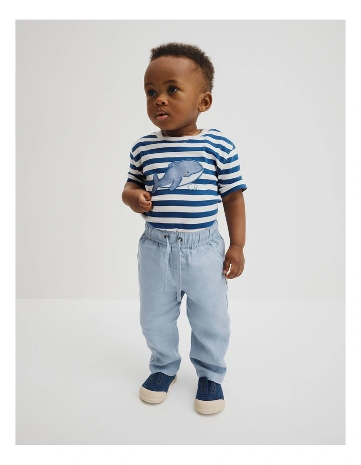 Linen Pant in Mid Blue image 1