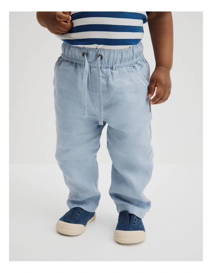 Linen Pant in Mid Blue image 4
