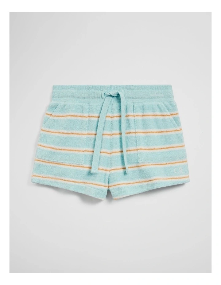 Stripe Terry Short in Reef Blue Stripe image 1