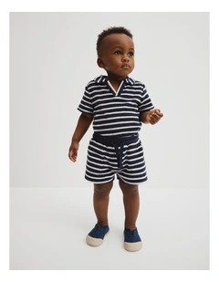 Stripe Terry Short in Navy Stripe