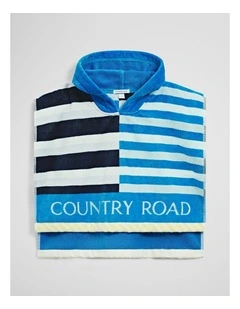 Logo Swim Poncho in Blue Multi Stripe