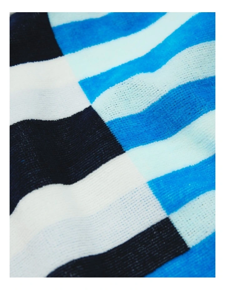 Logo Swim Poncho in Blue Multi Stripe image 2