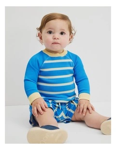 Textured Rash Vest in Seaside Blue