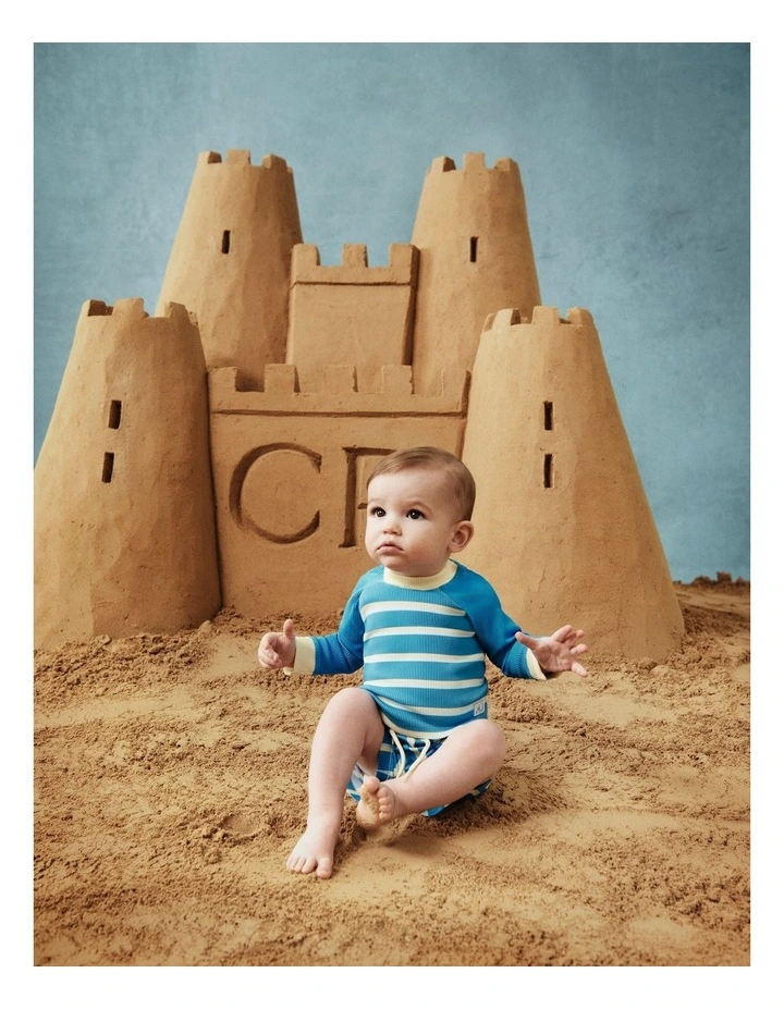 Textured Rash Vest in Seaside Blue image 2