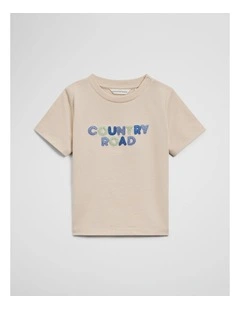 Australian Cotton Short Sleeve Boucle Tee in Pebble