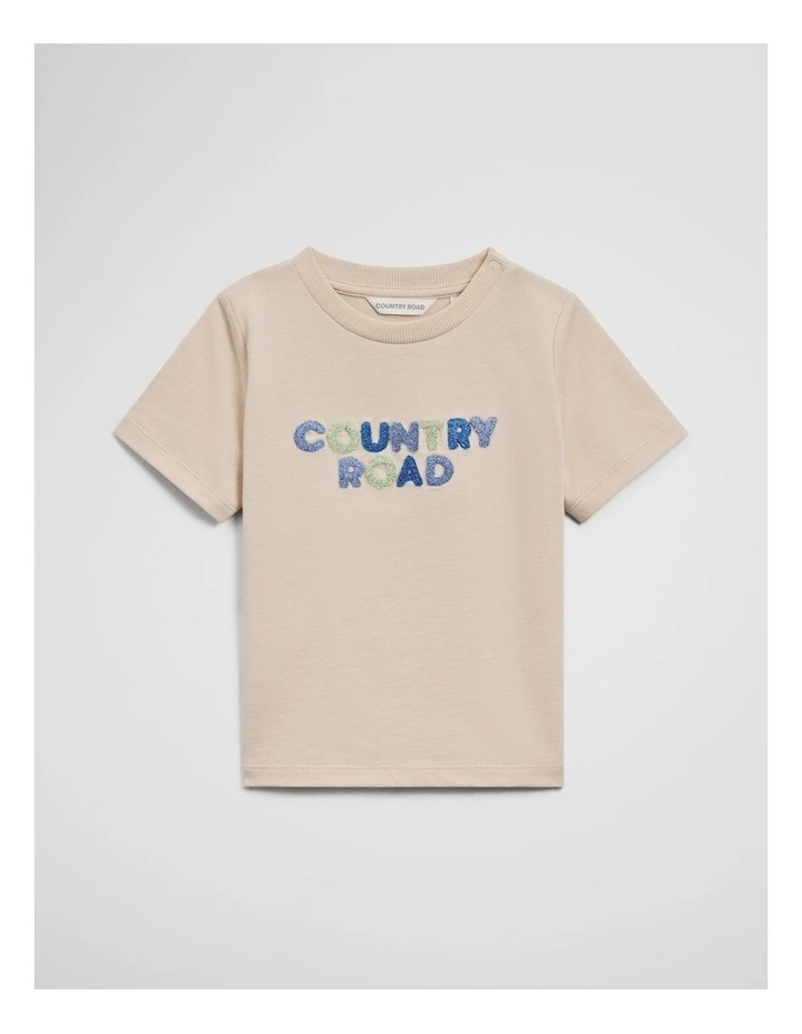 Australian Cotton Short Sleeve Boucle Tee in Pebble image 1