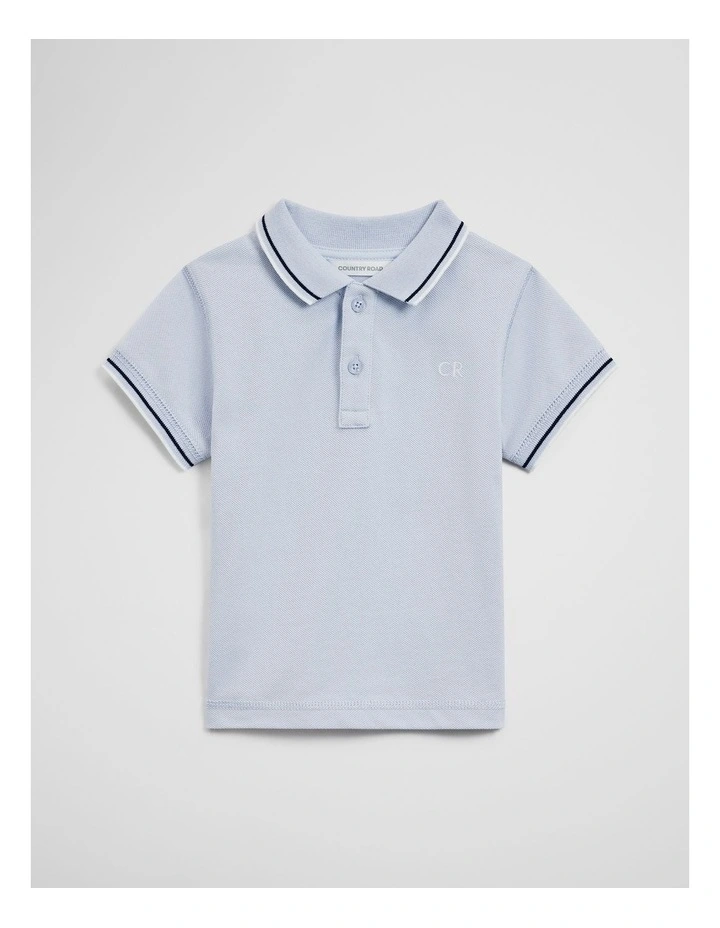 Short Sleeve Logo Polo in Light Blue image 1