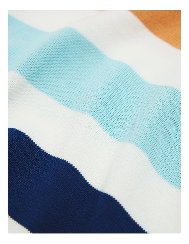 Stripe Knit Polo in Pebble image 2
