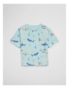 Relaxed Fit Print T-shirt in Reef Blue