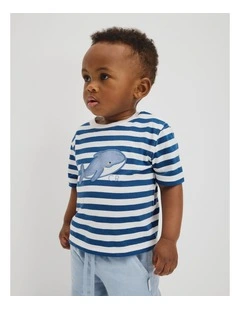 Relaxed Fit Whale T-shirt in Bold Blue Stripe