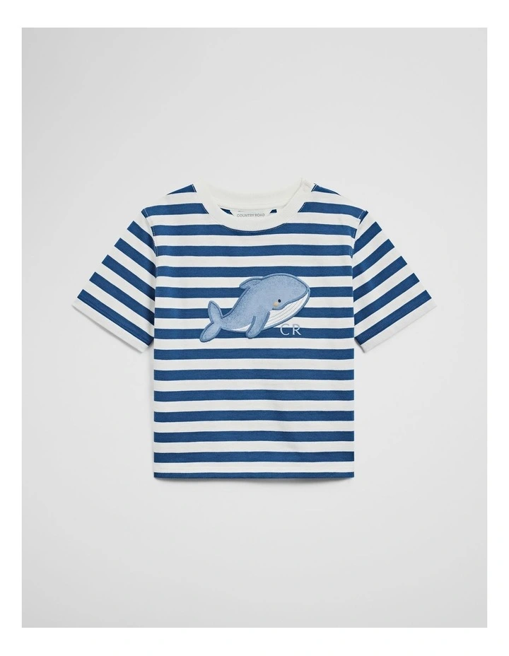 Relaxed Fit Whale T-shirt in Bold Blue Stripe image 2