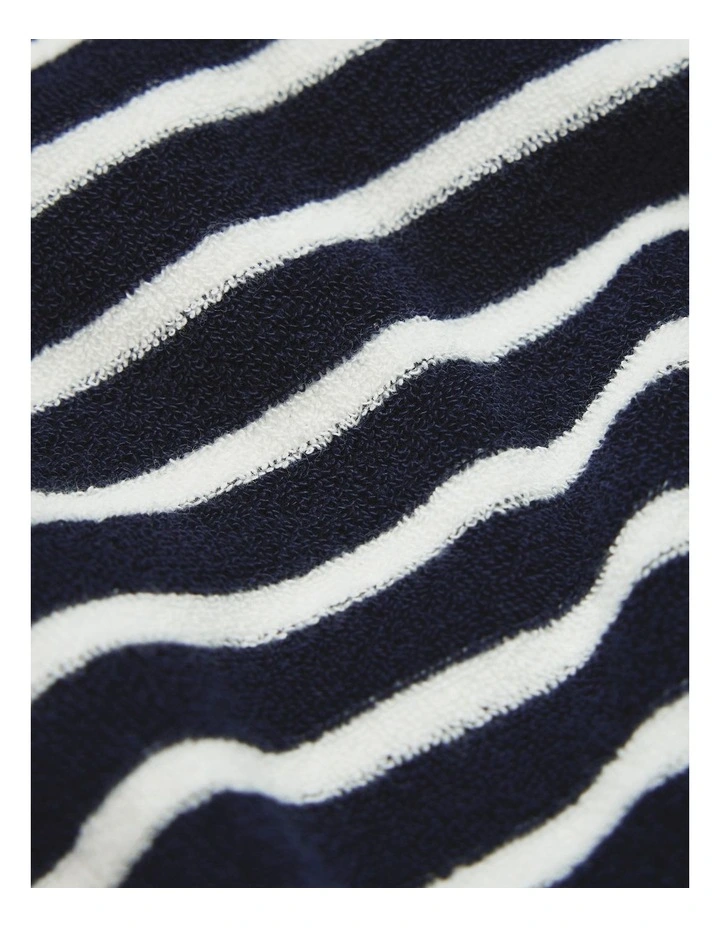 Relaxed Fit Stripe Terry Polo in Navy Stripe image 6