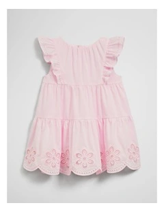 Sleeveless Scallop Frill Dress in Cloud Pink