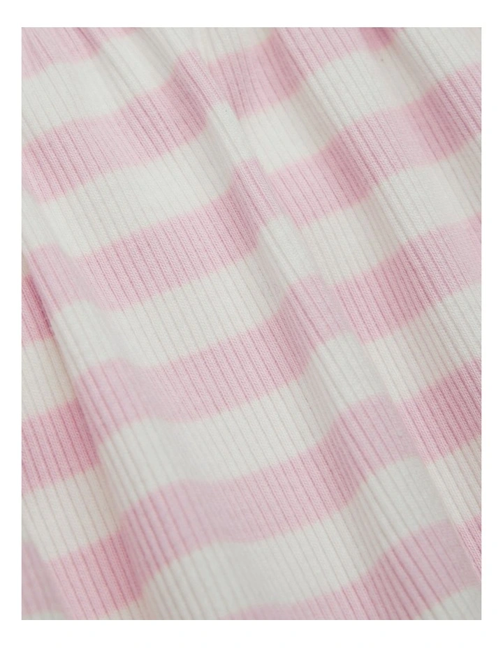 Sleeveless Rib Romper Dress in Cloud Pink Stripe image 2
