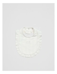 Woven Frill Bib in Marshmallow