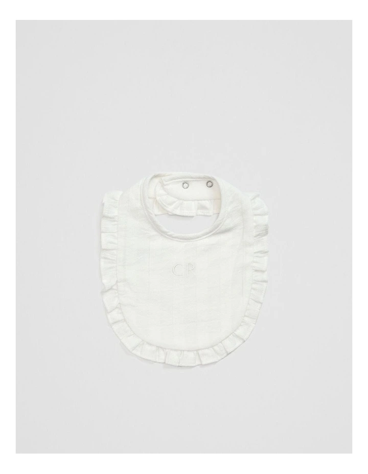 Woven Frill Bib in Marshmallow image 1