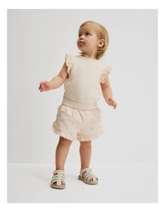 Pull On Embroidered Short in Floral Spot