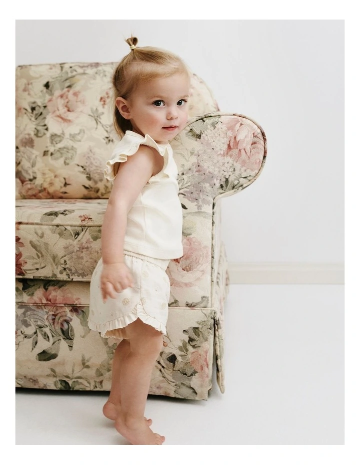 Pull On Embroidered Short in Floral Spot image 2