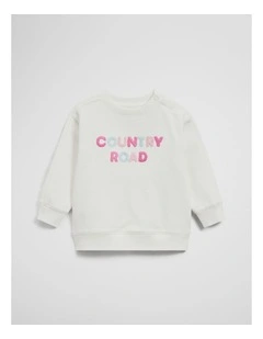 Contrast Boucle Sweat in Marshmallow