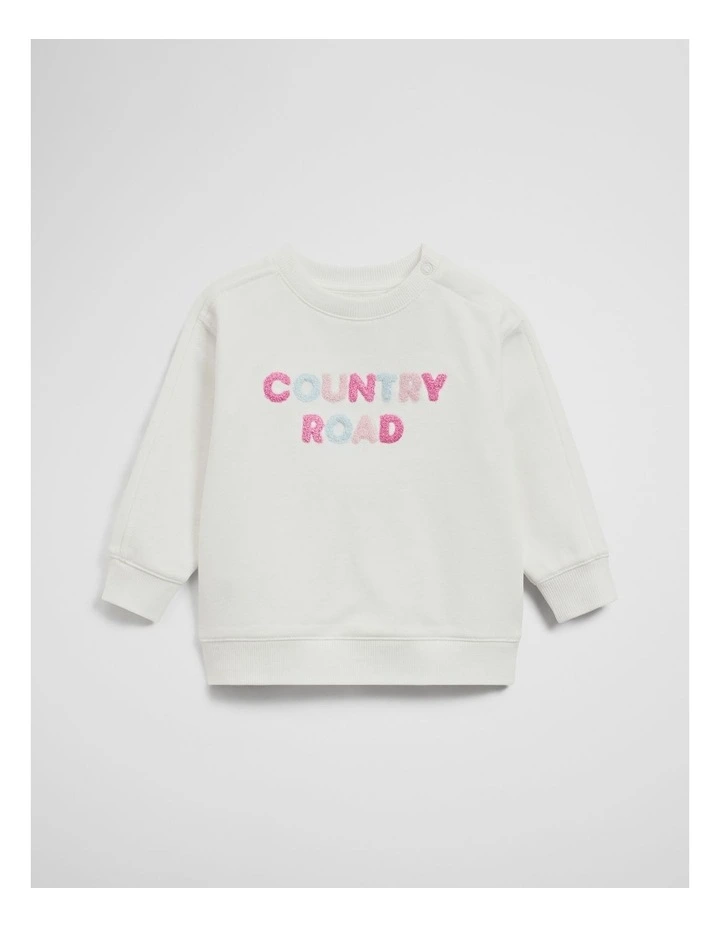 Contrast Boucle Sweat in Marshmallow image 1