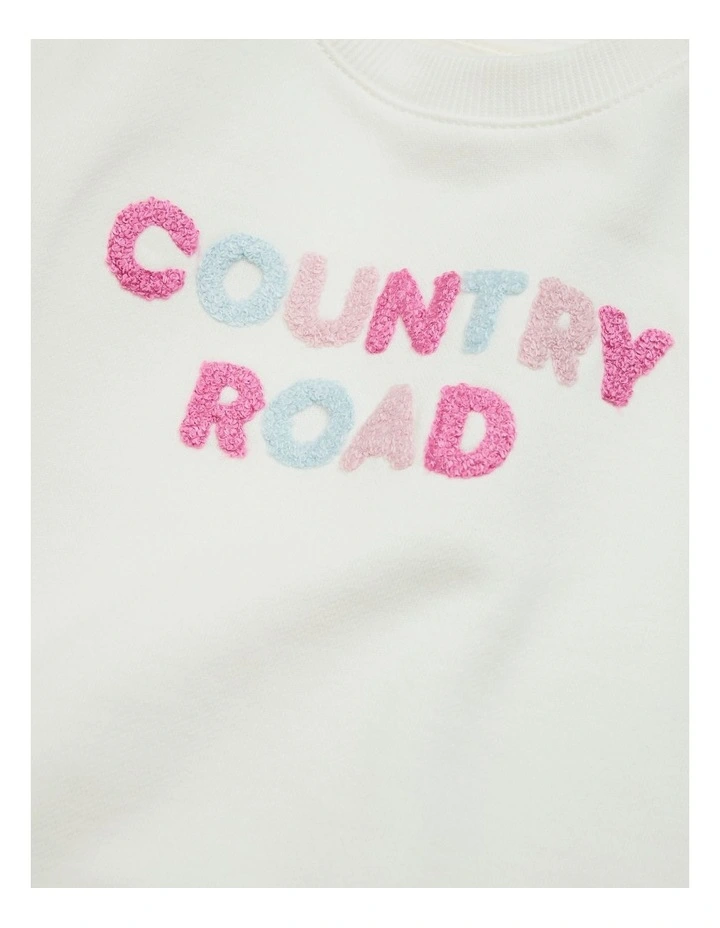 Contrast Boucle Sweat in Marshmallow image 2