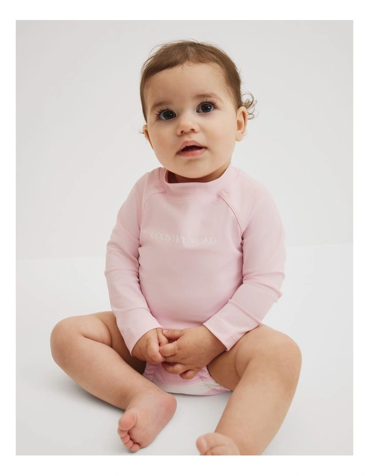 Long Sleeve Swim Rash Vest in Sweet Pink image 1