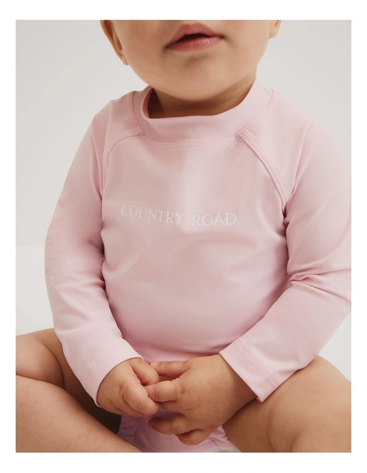 Long Sleeve Swim Rash Vest in Sweet Pink image 3