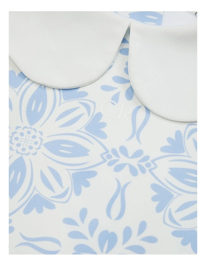 Long Sleeve Spot One Piece Swimsuit in Ice Blue Print image 2