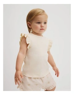 Short Sleeve Rib T-shirt in Stone