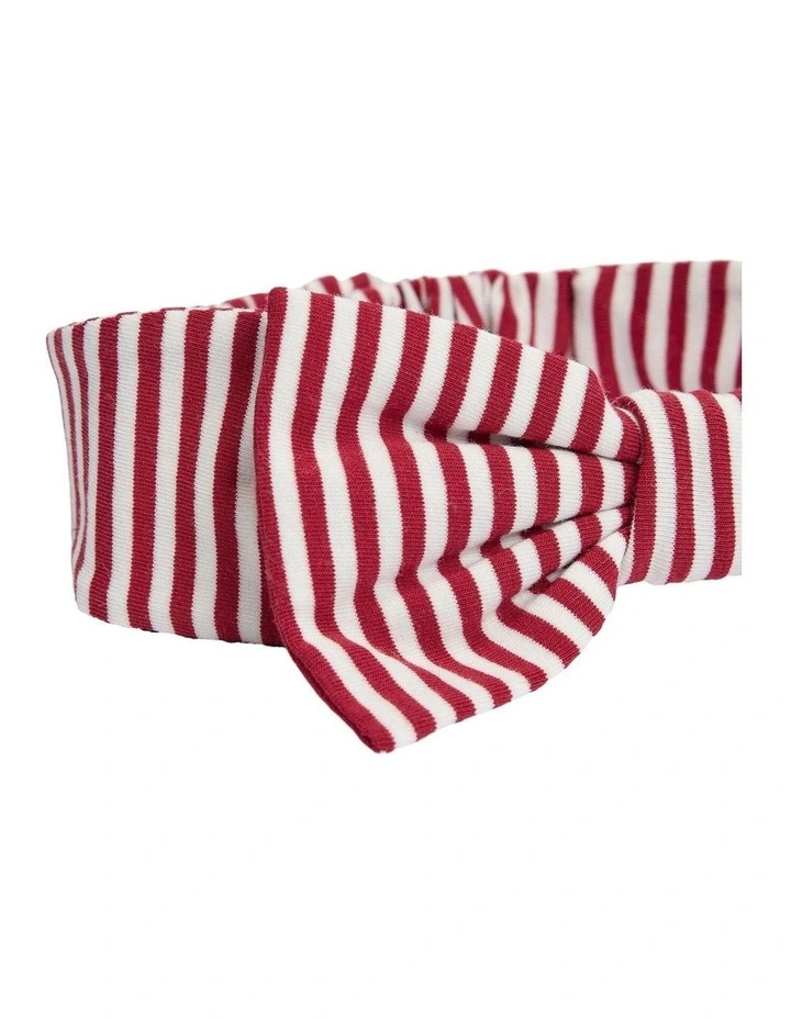 Organically Grown Cotton Jersey Headband in Cranberry Stripe image 2