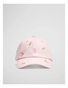 Child Embroidered Cap in Ballet Pink