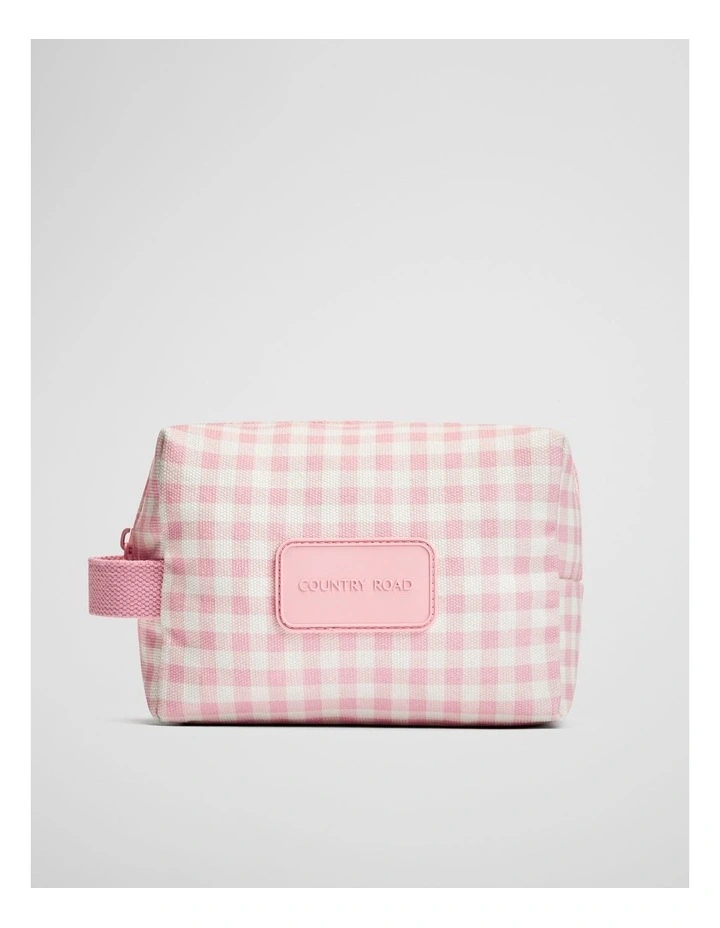 Gingham Wash Bag in Blush image 1