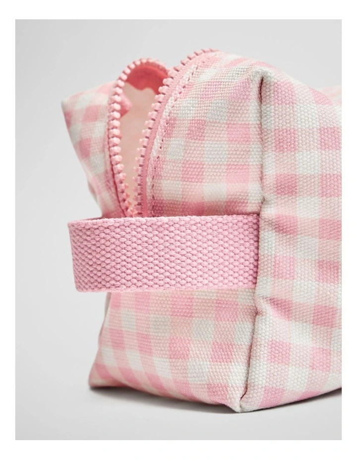 Gingham Wash Bag in Blush image 2