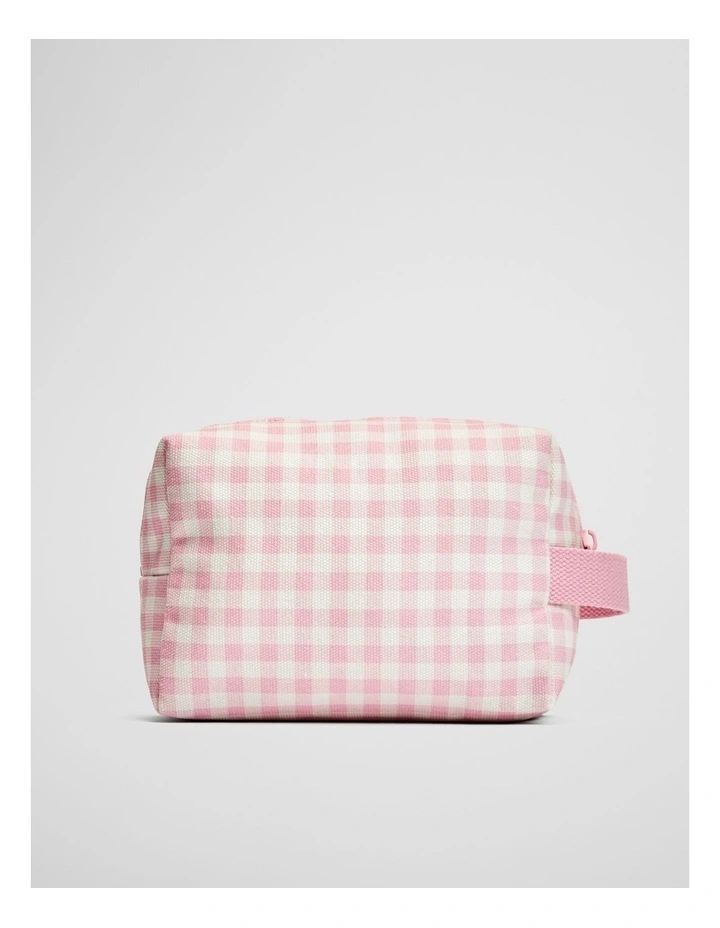Gingham Wash Bag in Blush image 4