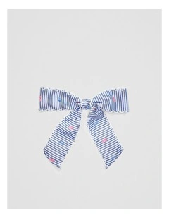 Fluffy Dot Bow Clip in Blue Multi