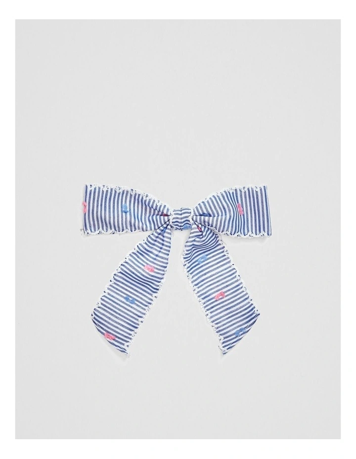 Fluffy Dot Bow Clip in Blue Multi image 1