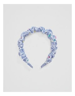 Ruched Headband in Blue Multi